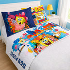 Juego De Sabanas Individual Infantil 3pz Marca Providencia® Bob Esponja Y Patricio