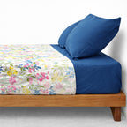 Juego De Sabanas King Size 6pz Tacto Bamboo Flores Blanco