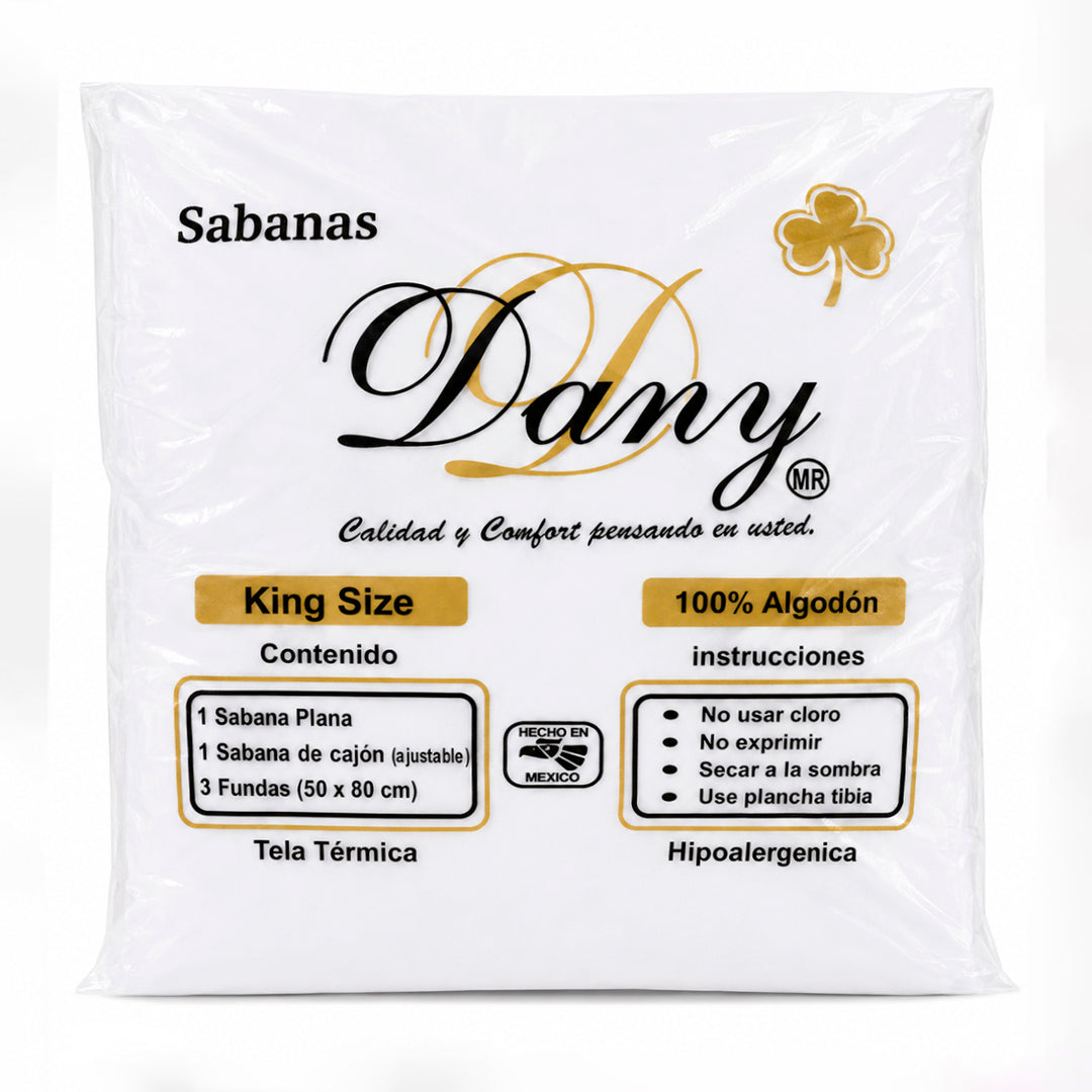 Juego De Sábanas King Size Algodón Y Poliéster + Fundas Blanco Liso