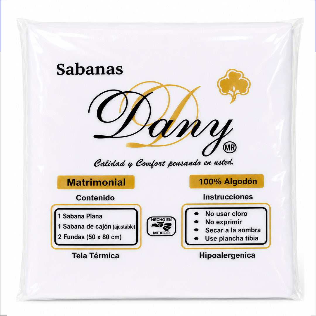 Juego De Sábanas Matrimonial Algodón Y Poliéster + Fundas Blanco Liso