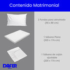Juego De Sábanas Matrimonial Algodón Y Poliéster + Fundas Blanco Liso