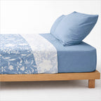 Juego De Sabanas King Size 6pz Tacto Bamboo Flores Azul One Million®