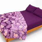 Juego De Sabanas King Size 6pz Tacto Bamboo Hojas Moradas