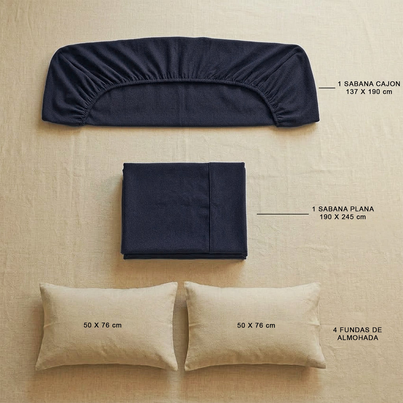 Juego De Sabanas Matrimonial 6pz Tacto Algodón Ultra Suave Azul