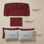 Juego De Sabanas Matrimonial 6pz Tacto Algodón Ultra Suave Bordo