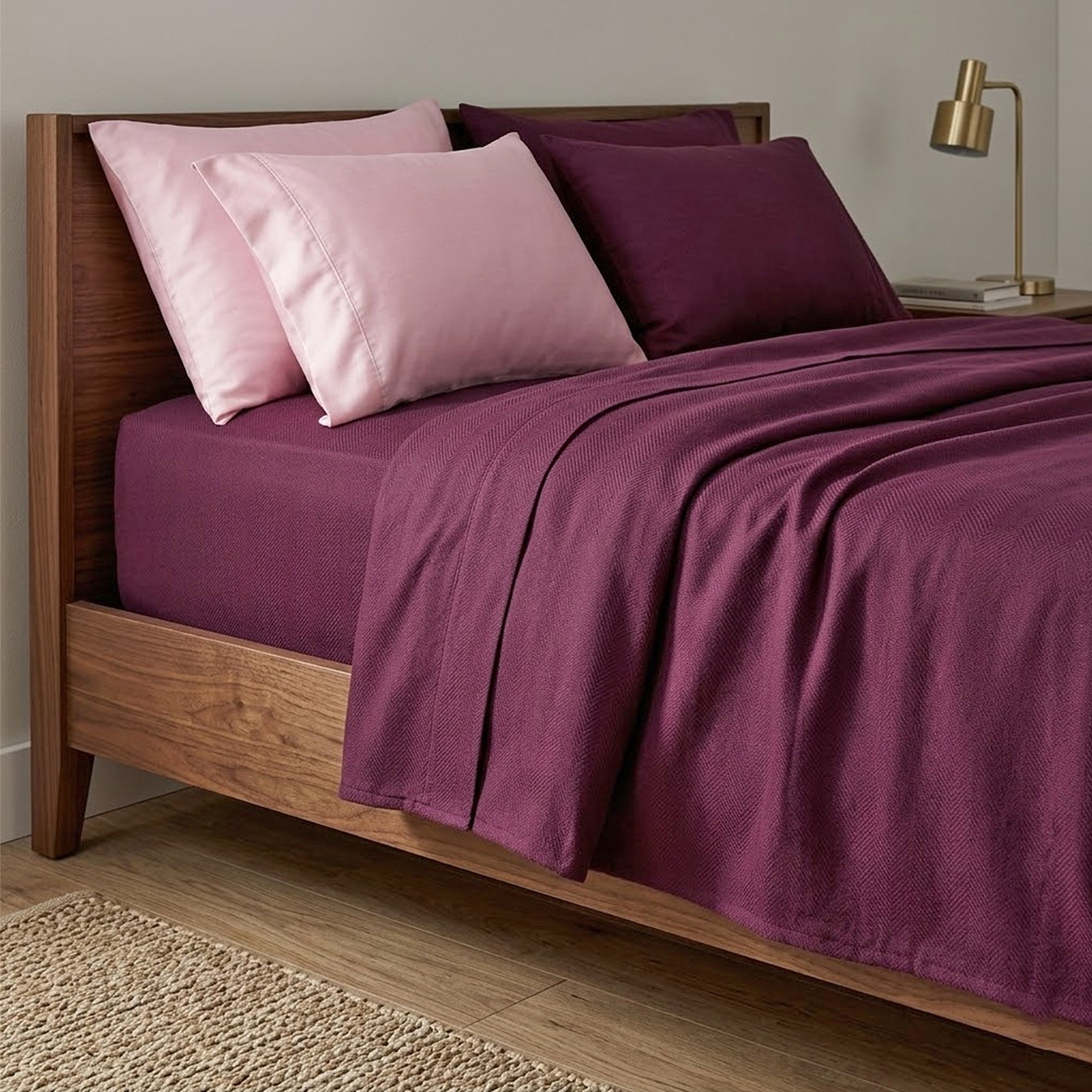 Juego De Sabanas Matrimonial 6pz Tacto Algodón Ultra Suave Morado
