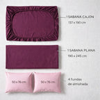 Juego De Sabanas Matrimonial 6pz Tacto Algodón Ultra Suave Morado