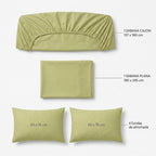 Juego De Sabanas Matrimonial 6pz Tacto Algodón Ultra Suave Verde Claro