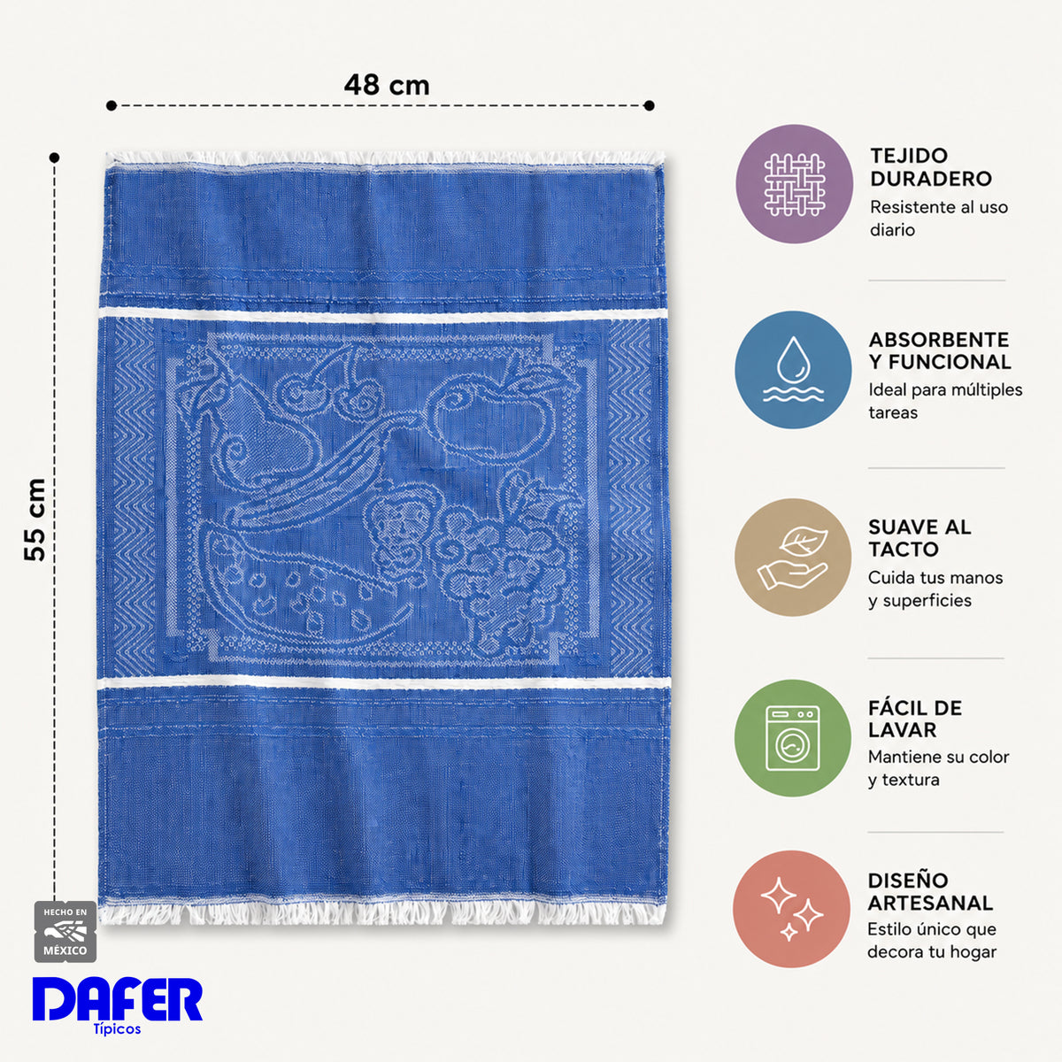 Servilleta De Cocina Multiusos Tejida 45 X 55cm Azul Frutas
