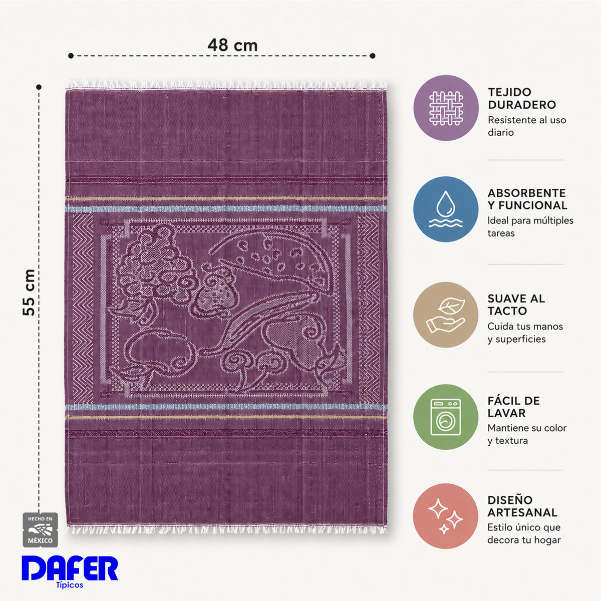 Servilleta De Cocina Multiusos Tejida 45 X 55cm Violeta Frutas