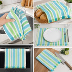 Servilleta De Cocina Multiusos Tejida 45 X 55cm Verde / Rayas