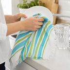 Servilleta De Cocina Multiusos Tejida 45 X 55cm Verde / Rayas