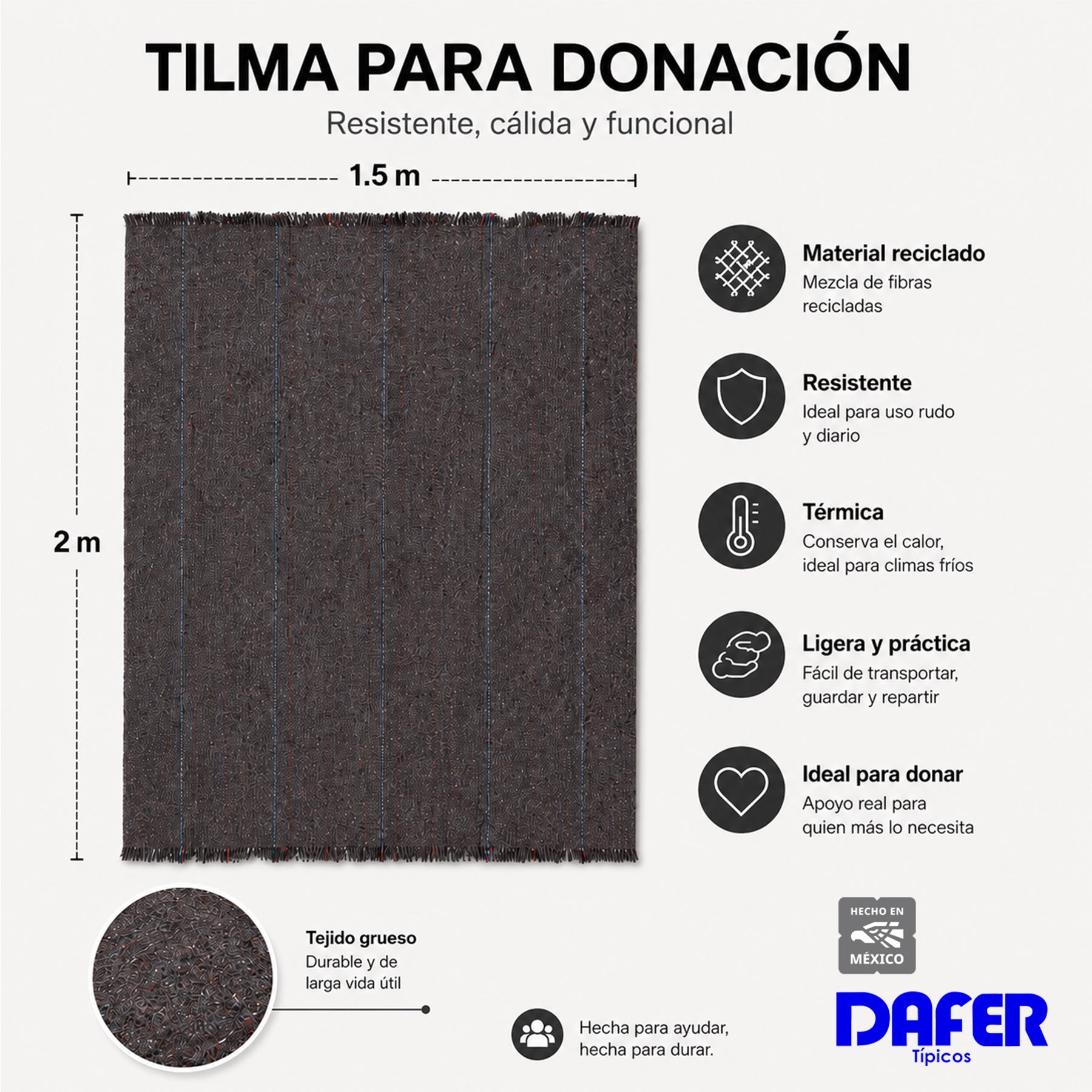 Cobija Económica Tipo Tilma Para Donación O Emergencias Barbas