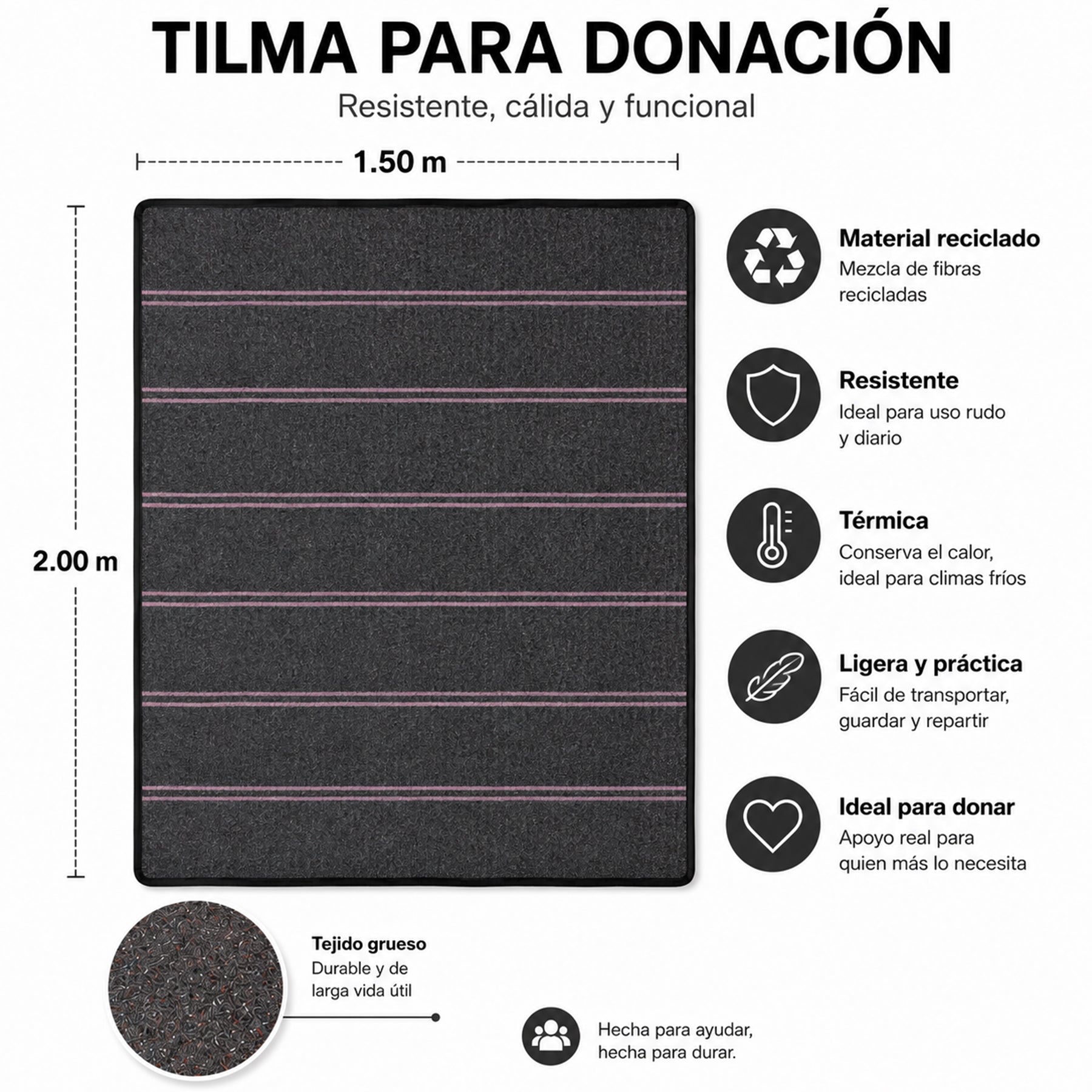 Cobija Económica Tipo Tilma Para Donación O Emergencias Ribete