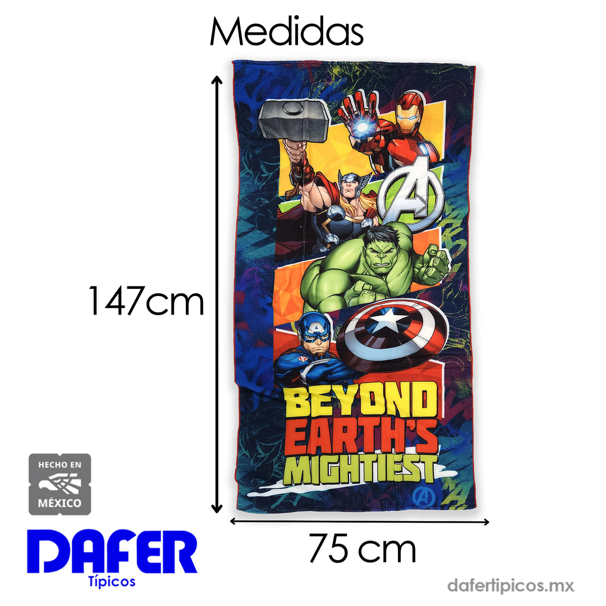 Toalla De Medio Baño 75x150 Cm Microfibra Providencia® Avengers