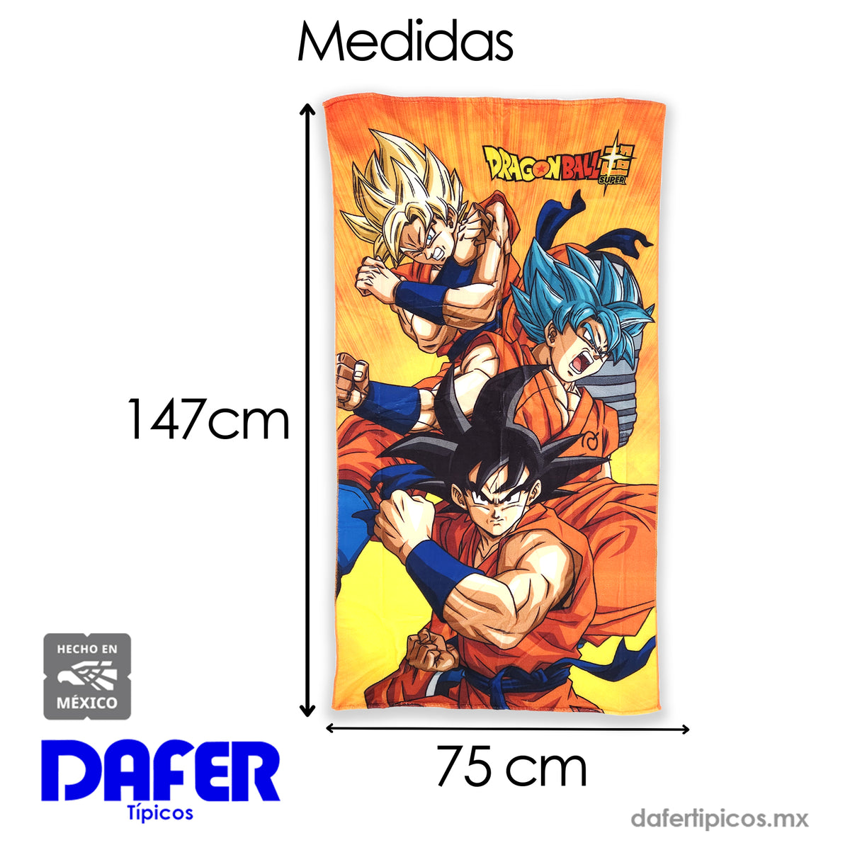 Toalla De Medio Baño 75x150 Cm Microfibra Providencia® Dragon Ball Z