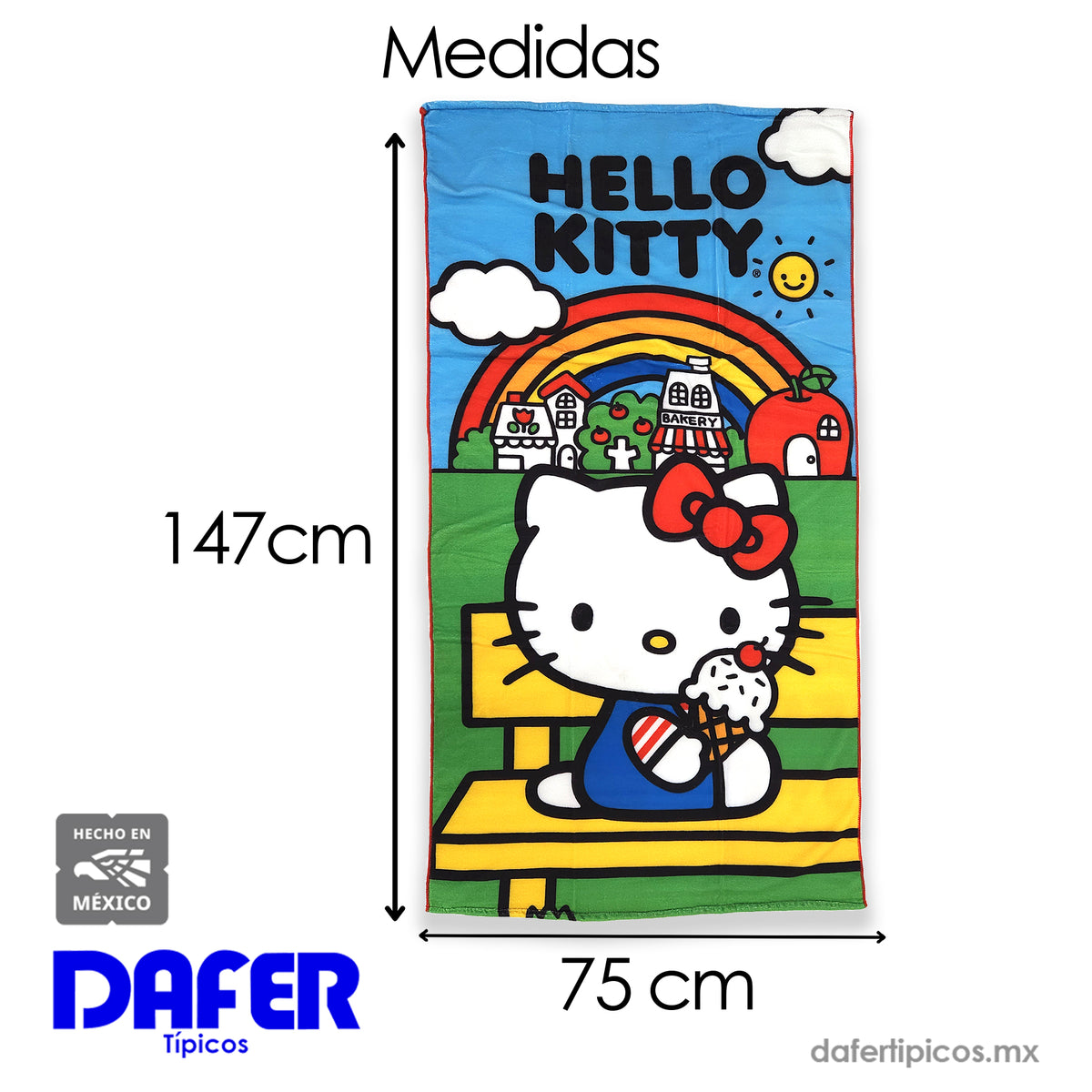 Toalla De Medio Baño 75x150 Cm Microfibra Providencia® Hello Kitty