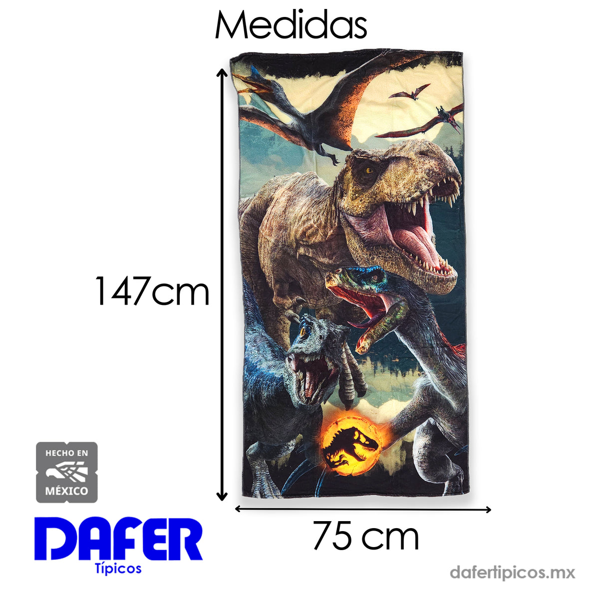 Toalla De Medio Baño 75x150 Cm Microfibra Providencia® Jurassic World