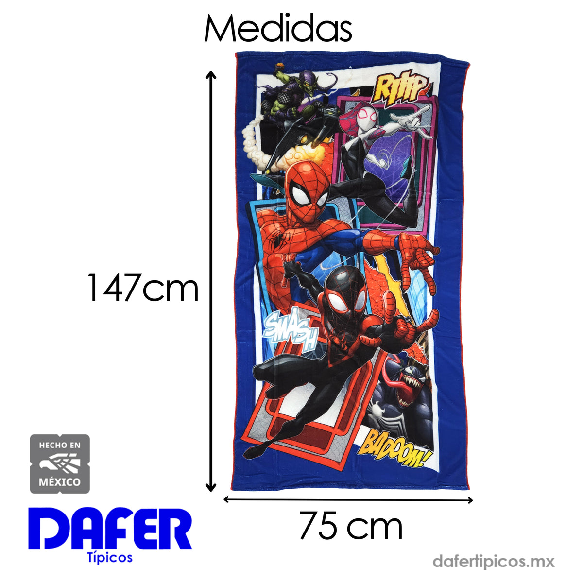 Toalla De Medio Baño 75x150 Cm Microfibra Providencia® Spiderman