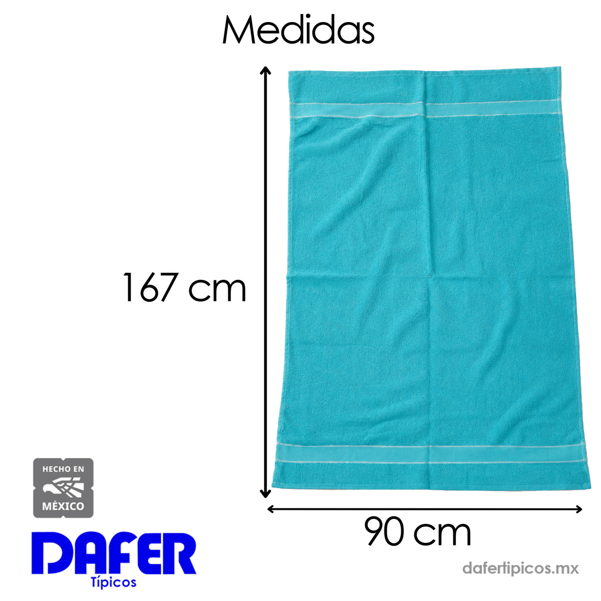 Toalla Absorbente De Baño Poliéster 167cmx90.5cm Celeste