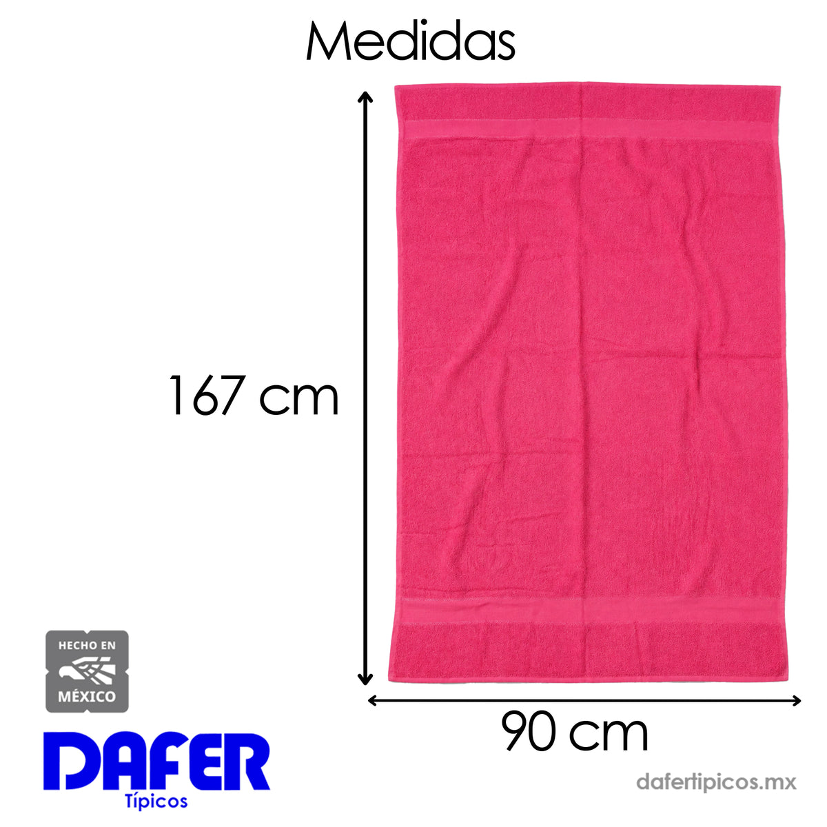 Toalla Absorbente De Baño Poliéster 167cmx90.5cm Fucsia