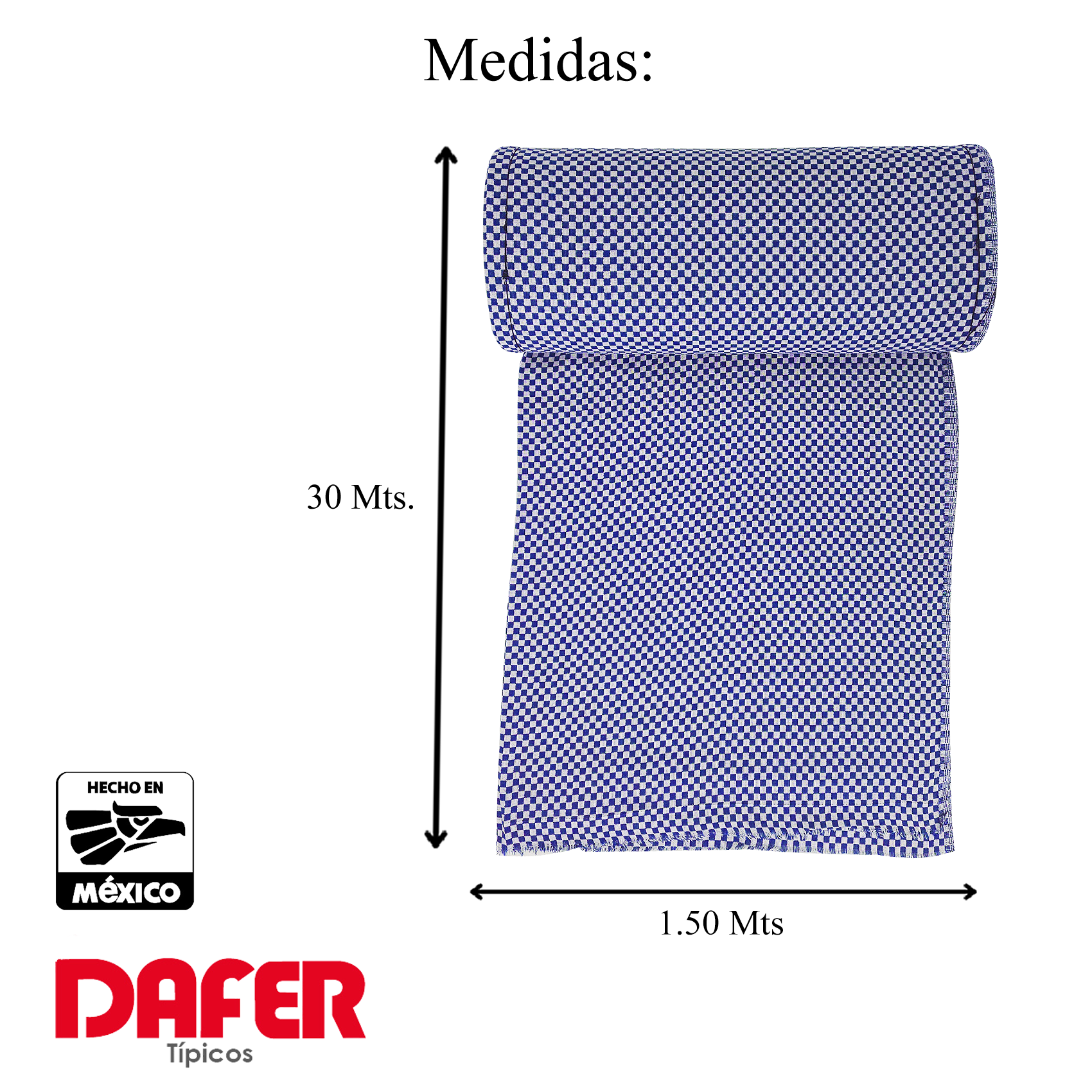 Rollo De Tela Domino 50% Algodón 30mx1.5m Marca Dafer® Azul