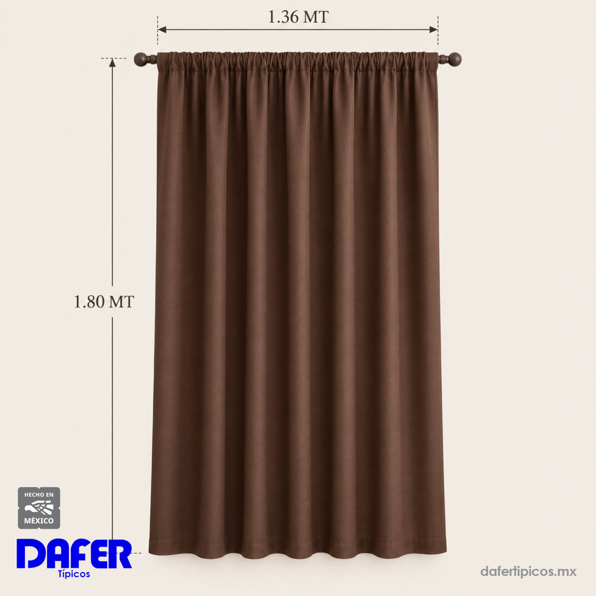 Set De Cortinas 2pz Cortas Viasoft 1.80mx1.18m Vianney® Coffe