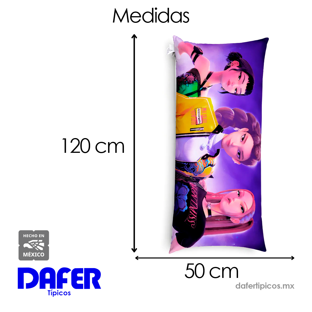 Almohada Súper Jumbo Ligera 120x50 Doble Vista Guerreras K-pop Providencia®