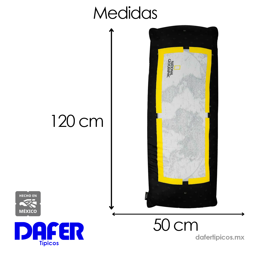 Almohada Súper Jumbo Ligera 120x50 Doble Vista Providencia® National Geographic Mapa