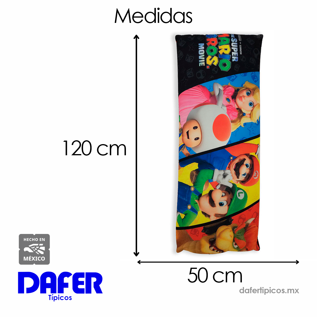 Almohada Súper Jumbo Ligera 120x50 Doble Vista Providencia® Mario Bros