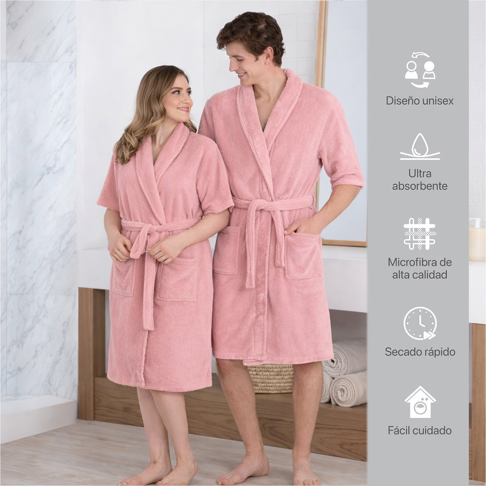 Bata De Baño Unisex Absorbente Unitalla Colores