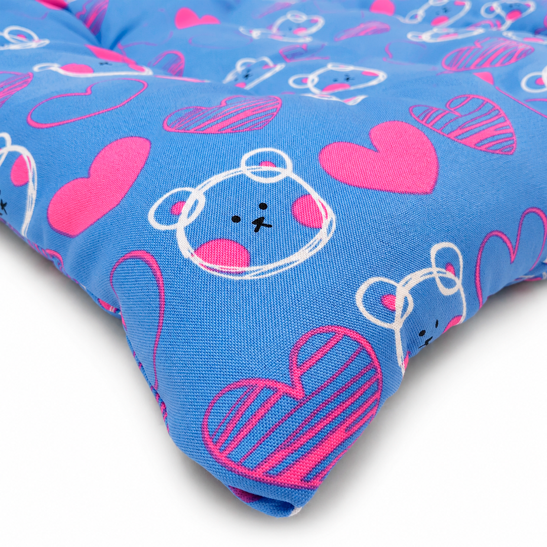 Tapete Estampado Y Acolchado Transportadora Para Mascota Ositos Corazones