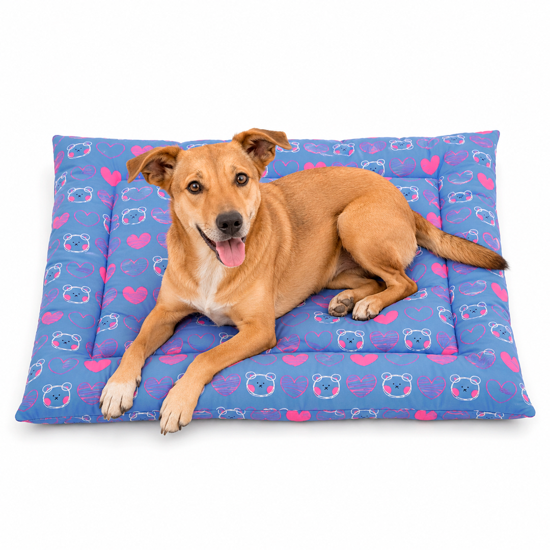 Tapete Estampado Y Acolchado Transportadora Para Mascota Ositos Corazones