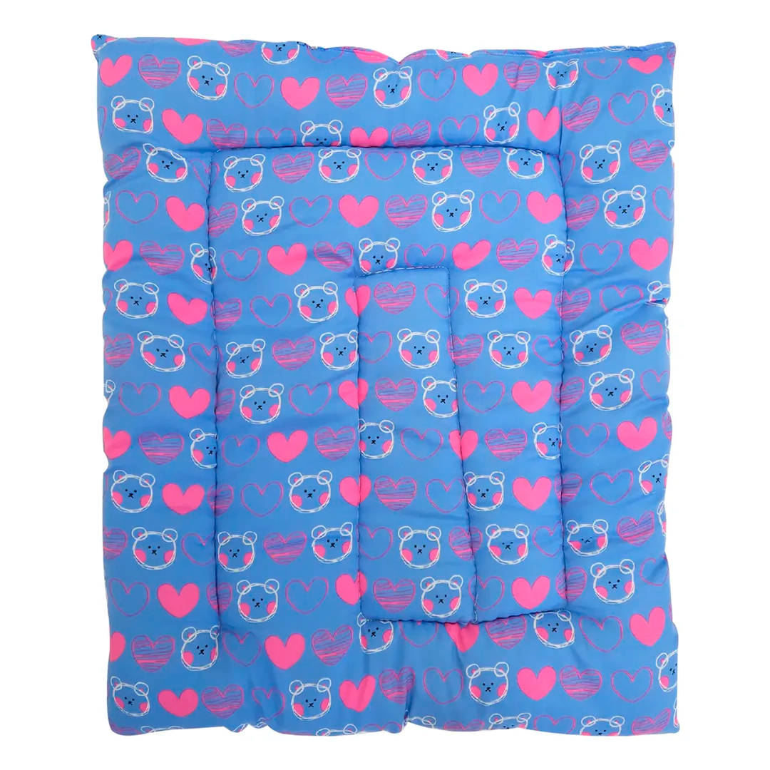 Tapete Estampado Y Acolchado Transportadora Para Mascota Ositos Corazones