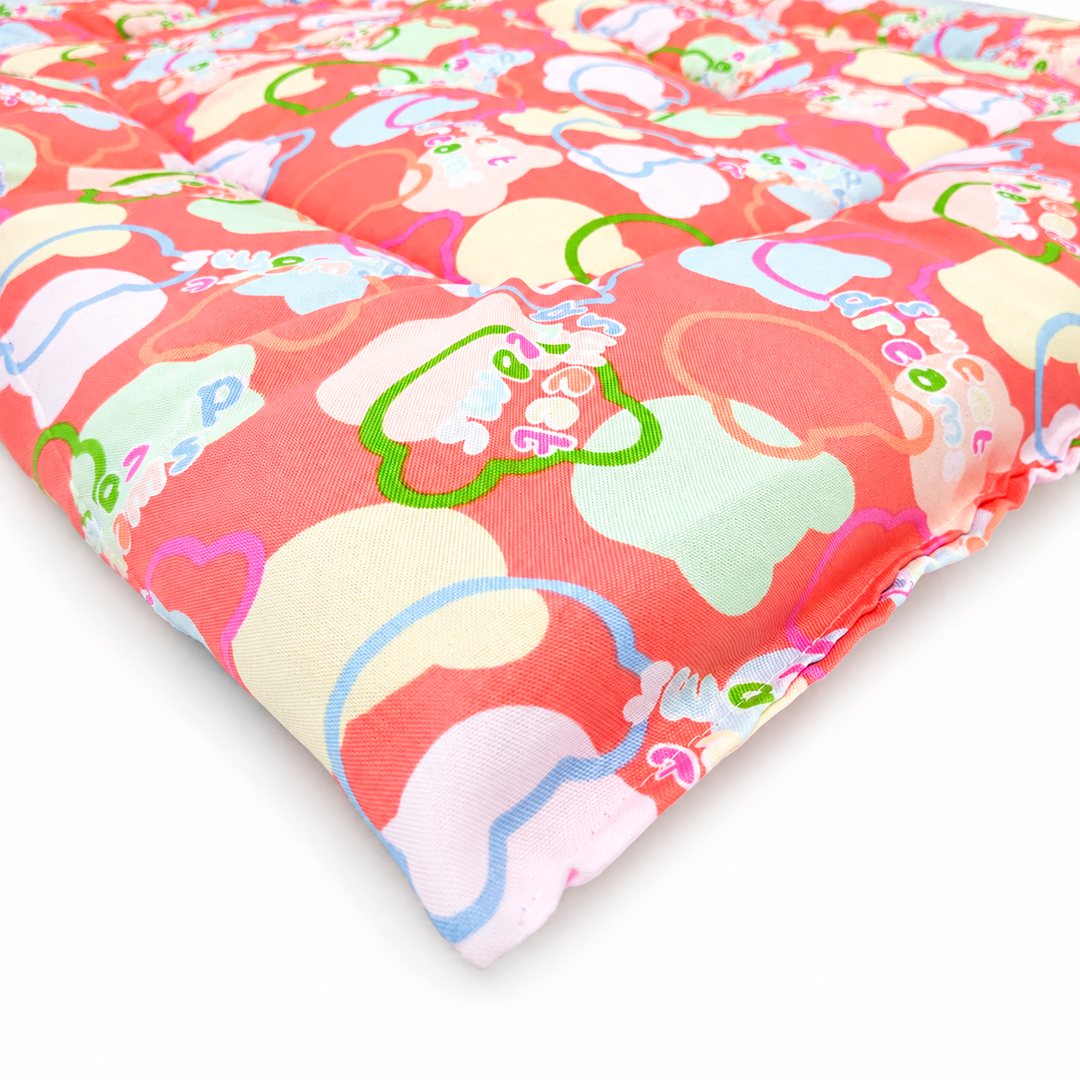 Tapete Estampado Y Acolchado Transportadora Para Mascota Ositos Rosa