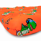 Tapete Estampado Y Acolchado Transportadora Para Mascota Dinosaurios Naranja