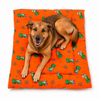 Tapete Estampado Y Acolchado Transportadora Para Mascota Dinosaurios Naranja