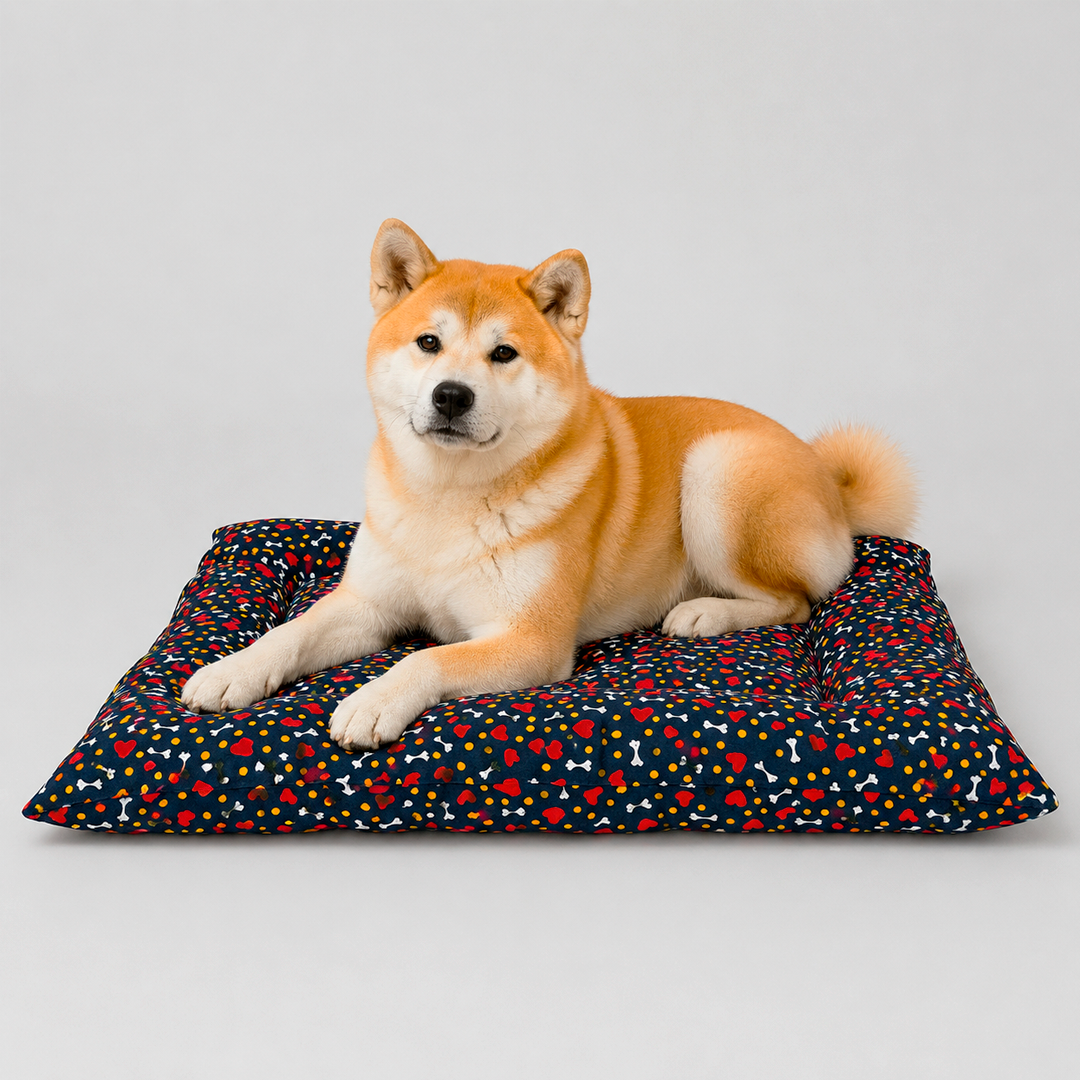 Tapete Estampado Y Acolchado Transportadora Para Mascota Huesitos