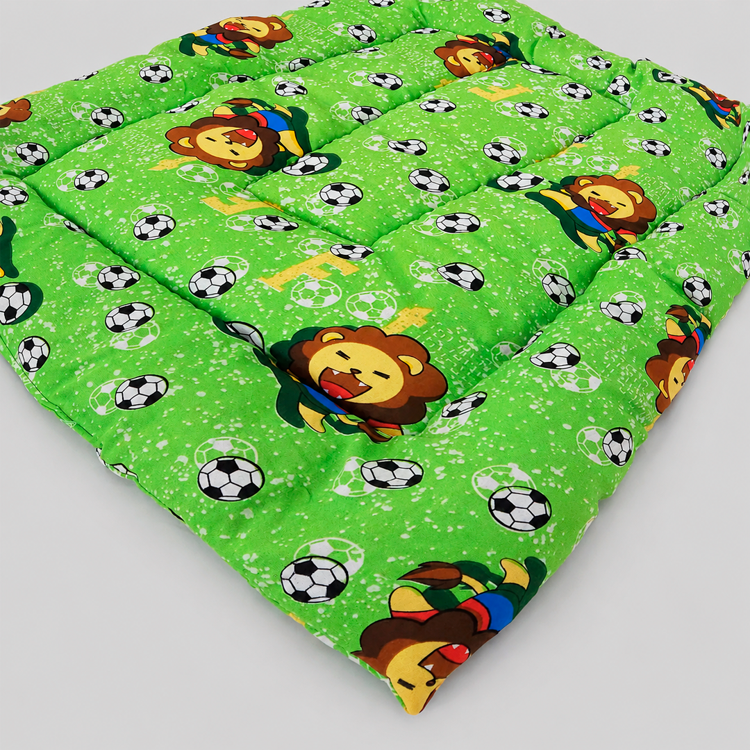 Tapete Estampado Y Acolchado Transportadora Para Mascota Leon Futbolista