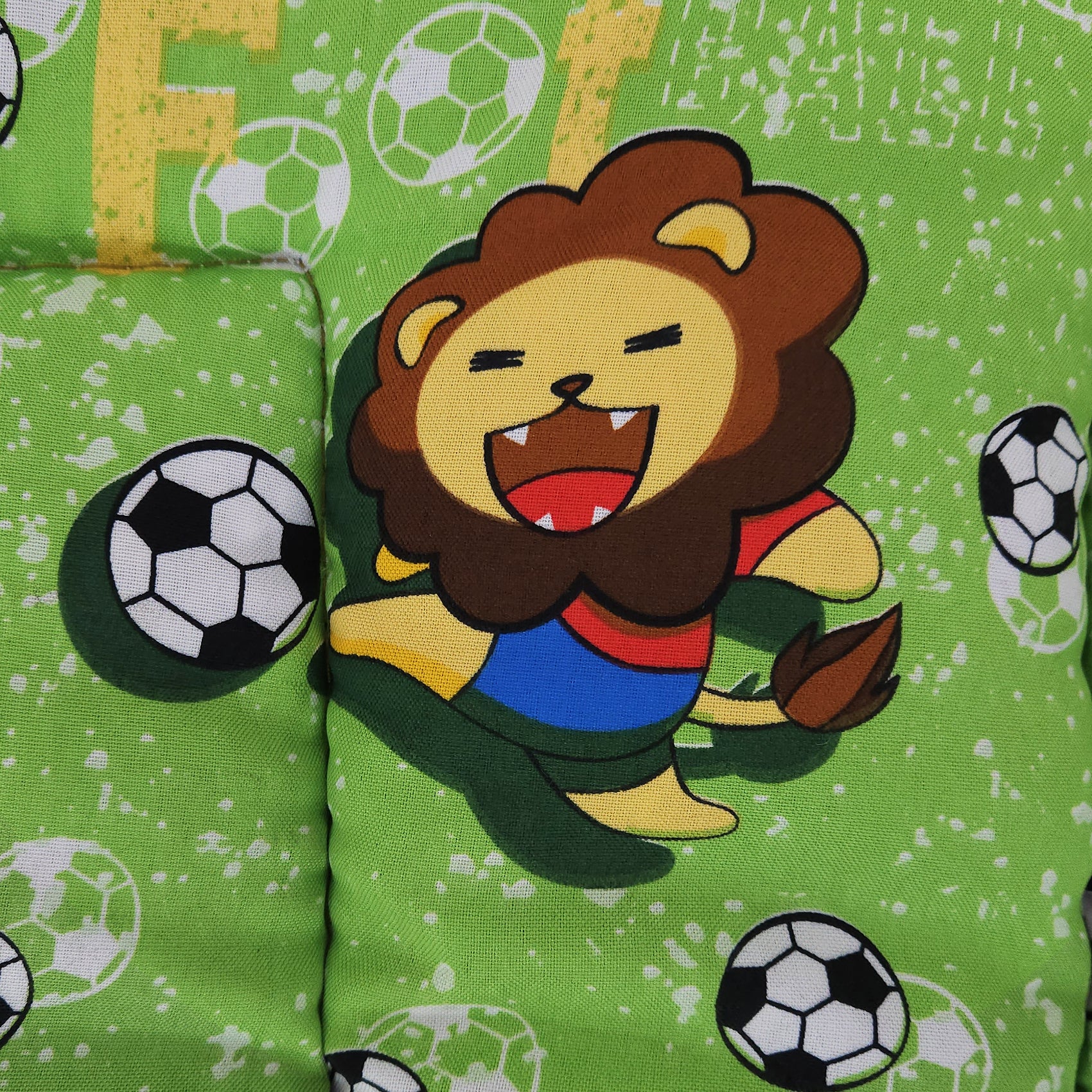 Tapete Estampado Y Acolchado Transportadora Para Mascota Leon Futbolista