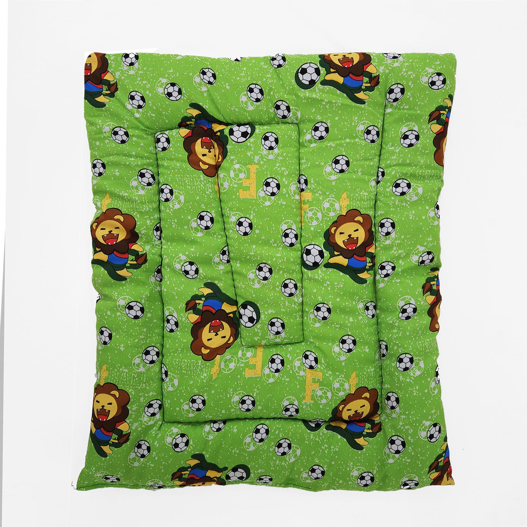 Tapete Estampado Y Acolchado Transportadora Para Mascota Leon Futbolista