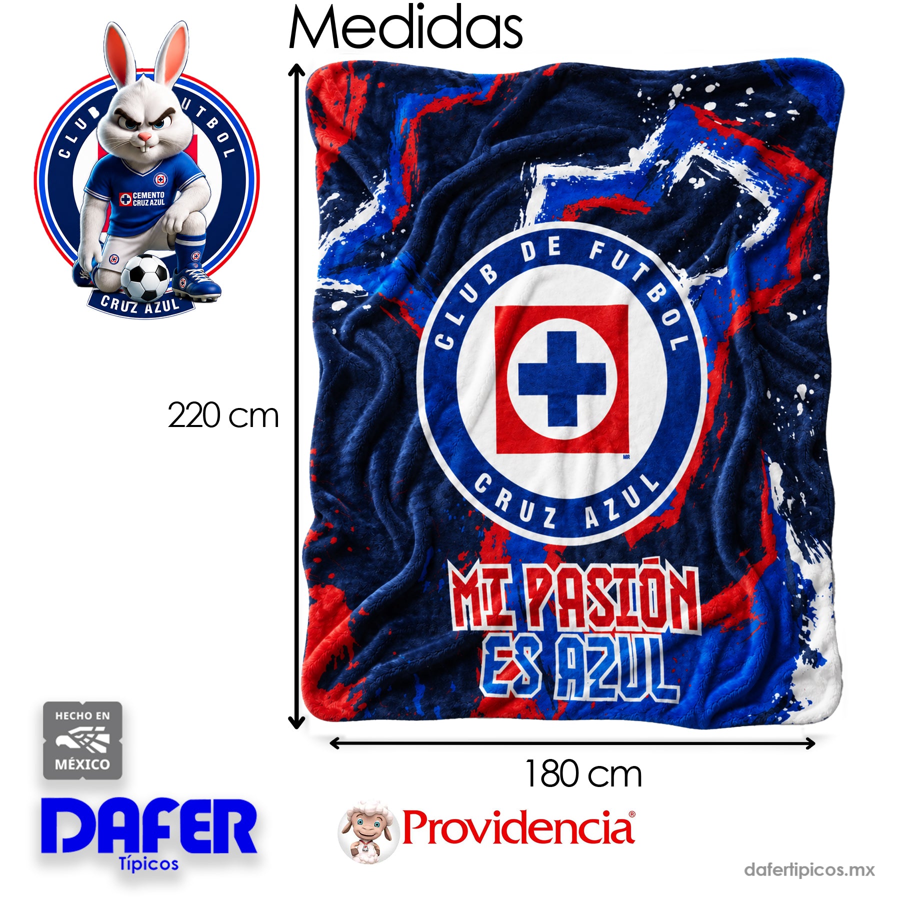 Cobertor Edredón De Borrega Matrimonial Providencia® Cruz Azul