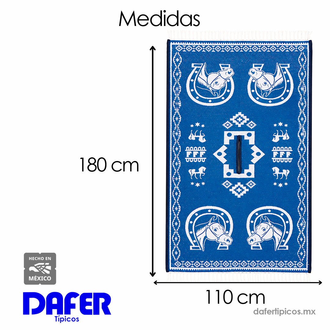 Jorongo Gaban Artesanal Mexicano Herraduras Azul