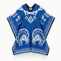 Jorongo Gaban Artesanal Mexicano Herraduras Azul