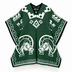 Jorongo Gaban Artesanal Mexicano Herraduras Verde Oscuro
