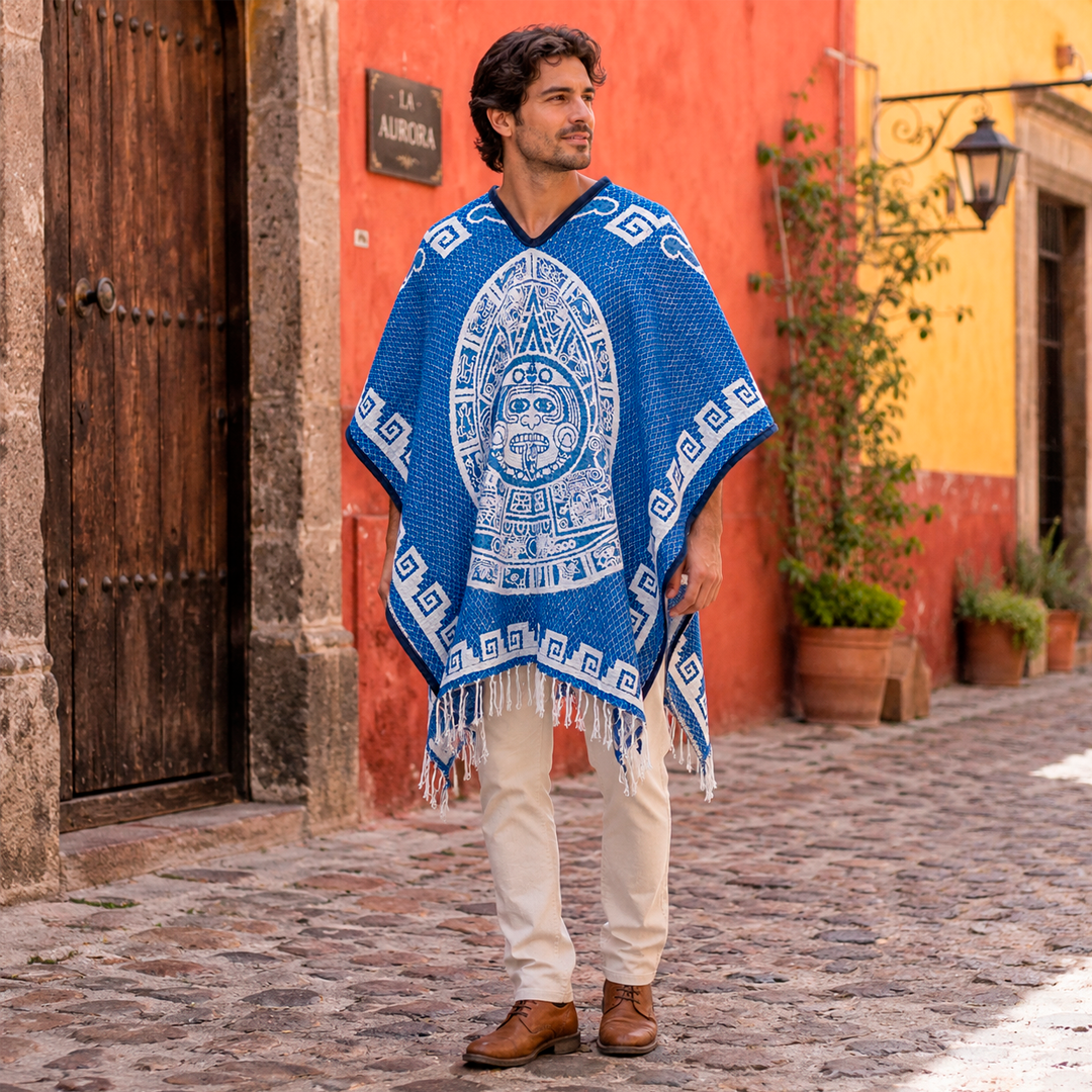 Jorongo Gaban Artesanal Mexicano Calendario Azul