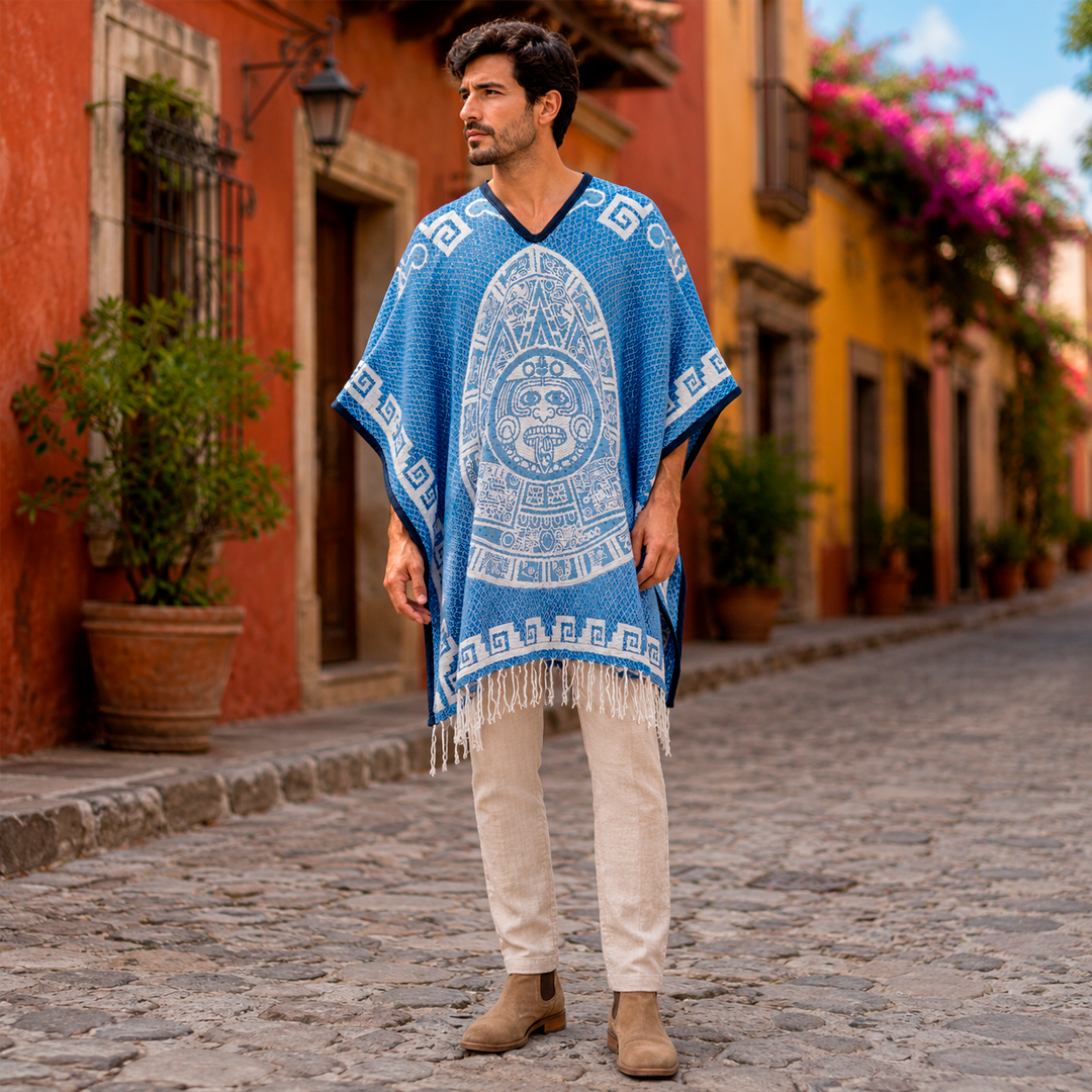 Jorongo Gaban Artesanal Mexicano Calendario Lavanda