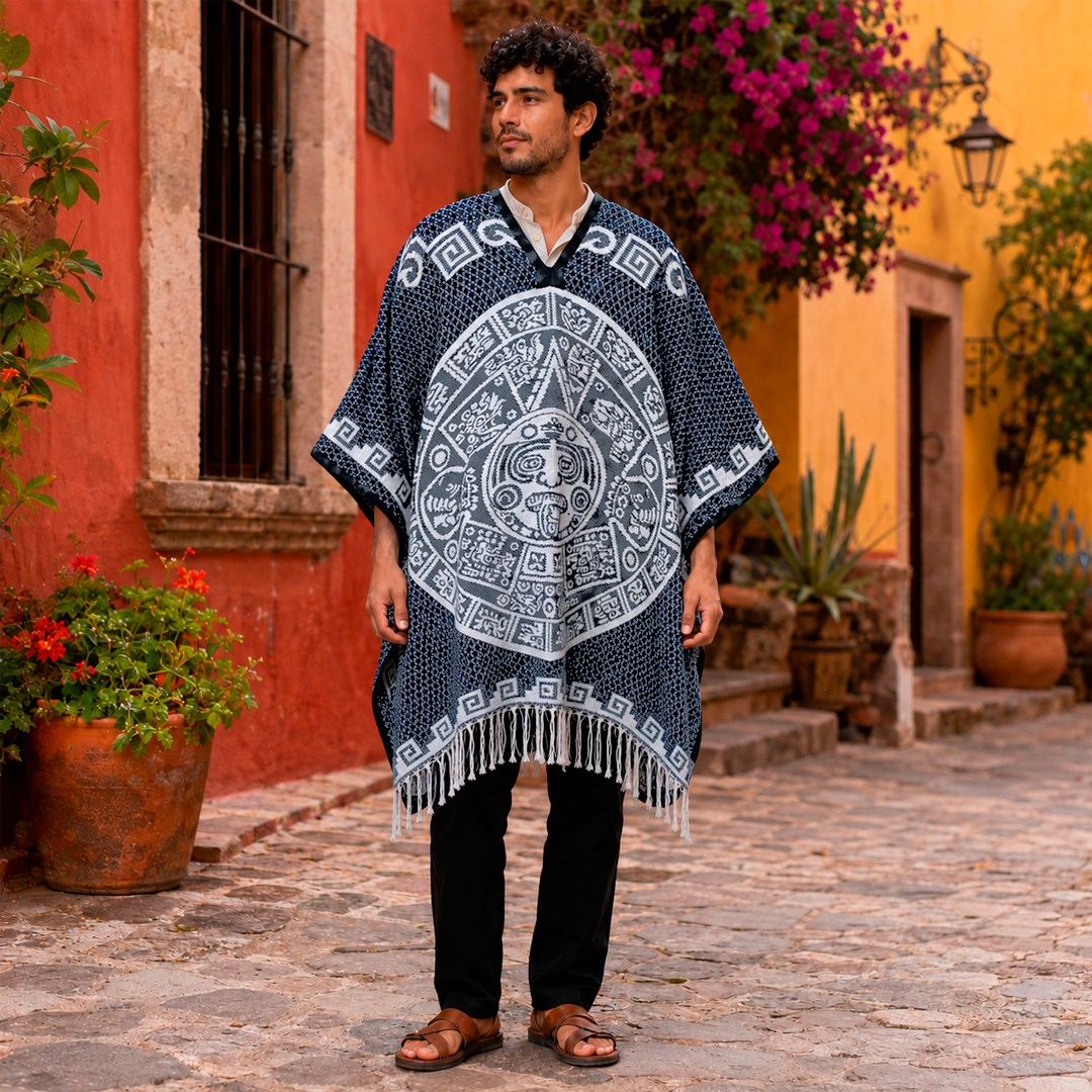 Jorongo Gaban Artesanal Mexicano Calendario Gris