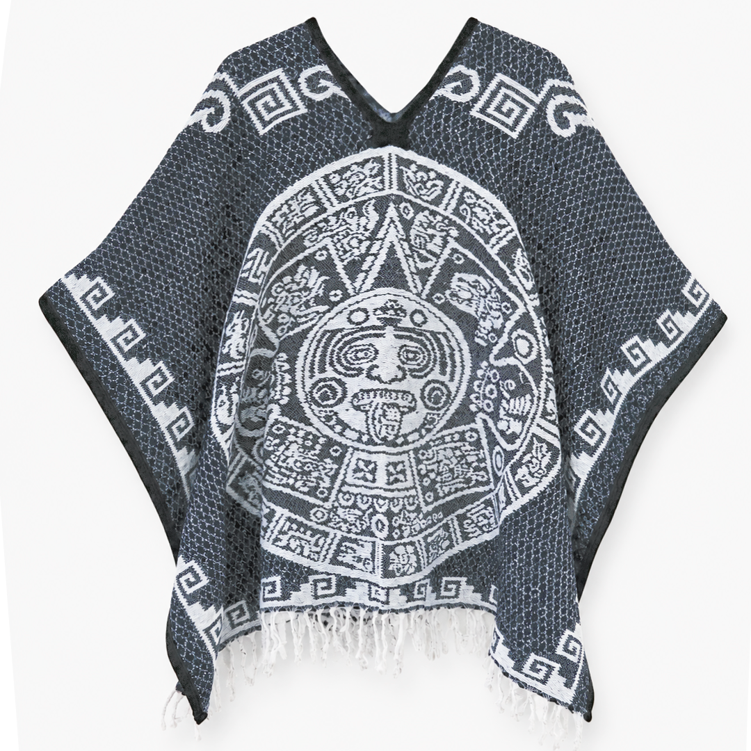 Jorongo Gaban Artesanal Mexicano Calendario Gris