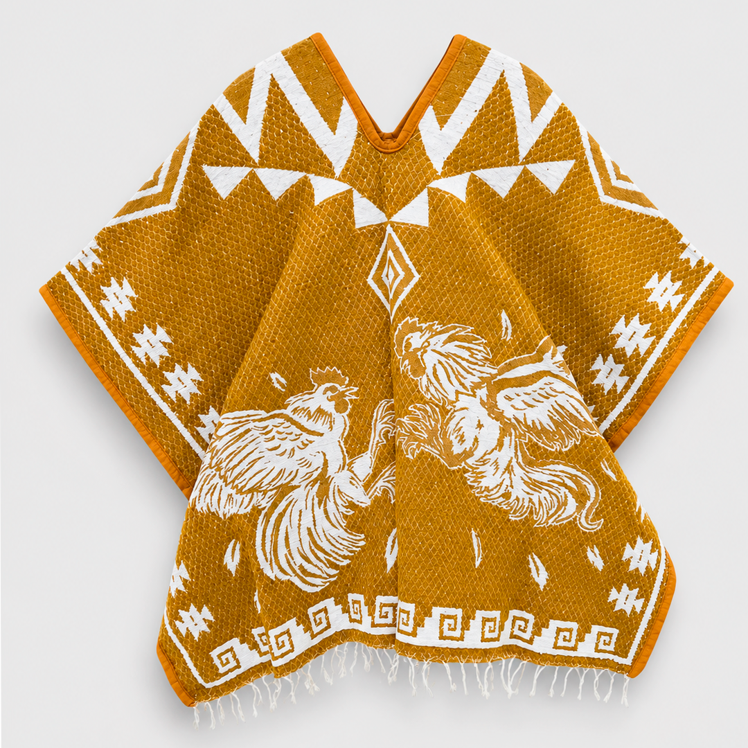 Jorongo Gaban Artesanal Mexicano Gallos Mostaza